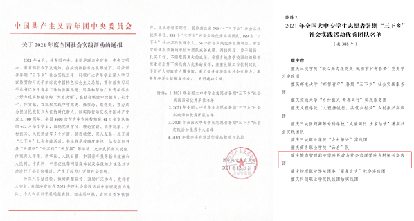 喜报：我校在2021年暑期“三下乡”社会实践活动中获佳绩